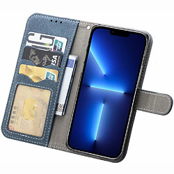 Etui en PU texture rétro avec support et porte-carte pour votre iPhone 13 Pro Max 6.7 pouces - bleu