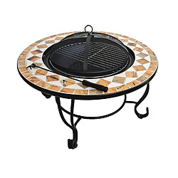 Acheter Purline Brasero de jardin incluant un barbecue en carreaux de céramique blanc