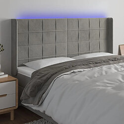 Maison Chic Tête de lit scandinave à LED,meuble de chambre Gris clair 203x16x118/128 cm Velours -MN62139