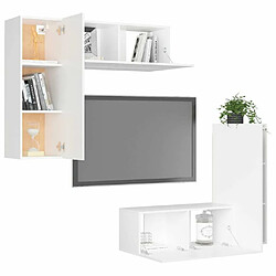 Avis Maison Chic Ensemble de meubles TV 4 pcs | Banc TV Moderne pour salon | Meuble de Rangement - Blanc Aggloméré -MN53778