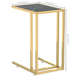 vidaXL Table d'appoint ordinateur Marbre noir 50x35x65 cm Verre trempé pas cher