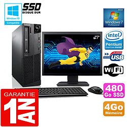 PC Lenovo M92p SFF Intel G630 Ram 4Go Disque 480 Go SSD Wifi W7 Ecran 27" - Occasion