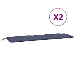 Maison Chic Coussins Confort,Coussins de banc de jardin lot de 2 bleu marine 180x50x7 cm -GKD43372