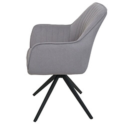 Decoshop26 Lot de 2 chaises de salle à manger avec accoudoirs siège rotatif en tissu gris clair cadre en acier noir 04_0007371 pas cher