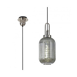 Luminaire Center Suspension design 1 ampoule Nickel poli,fumé