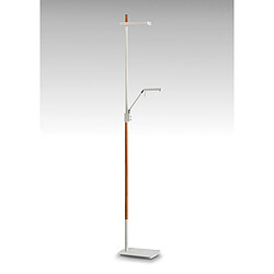 Luminaire Center Lampadaire Phuket 2 Ampoules 21W Down 7W Up LED 3000K, 3000lm, blanc mat/hêtre