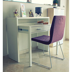 Alter Bureau console extensible avec deux tiroirs, couleur blanc mat, Mesures 98 x 87 x 36 cm (extensible jusqu'à 66 cm) pas cher