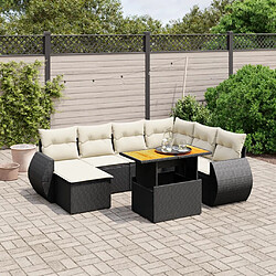 vidaXL Salon de jardin 8 pcs avec coussins noir résine tressée