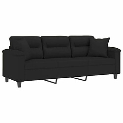 Avis Maison Chic Canapé 3 places avec oreillers,Sofa de Salon,Canapé droit noir 180 cm tissu microfibre -GKD992421