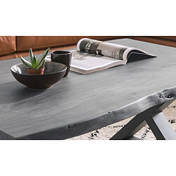 Acheter Pegane Table basse en bois d'acacia massif gris et acier inoxydable - L.75 x H.45 x P.75 cm