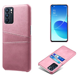 Coque en TPU + PU avec double porte-cartes or rose pour votre Oppo Reno6 5G