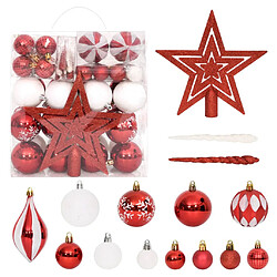 vidaXL Ensemble de boules de Noël 64 pcs Rouge et blanc