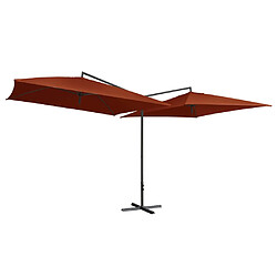 vidaXL Parasol double avec mât en acier 250 x 250 cm Terre cuite