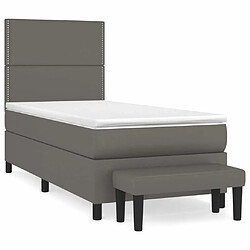 Maison Chic Lit Adulte - Lit simple Lit à sommier tapissier avec matelas moelleux - Meuble de Chambre - Gris 80x200 cm Similicuir -MN85795