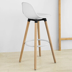 Acheter SoBuy FST70-W Tabouret de Bar avec Repose-Pieds et Dossier en Hêtre Blanc