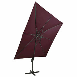 Acheter Maison Chic Parasol Jardin | Parasol déporté avec mat et lumières LED Rouge bordeaux 300 cm - GKD58777