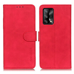 Etui en PU Style rétro avec support rouge pour votre Oppo F19/A74 4G