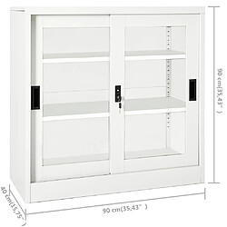 vidaXL Armoire à portes coulissantes Blanc 90x40x90 cm Acier pas cher