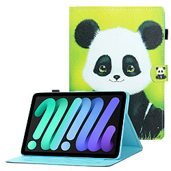 Etui en PU ligne de couture à texture croisée avec support et porte-cartes Panda pour votre Apple iPad mini (2021)