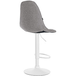 Decoshop26 Tabouret de bar x1 avec repose-pieds hauteur réglable pivotant assise en tissu gris cadre métallique blanc 10_0004852 pas cher