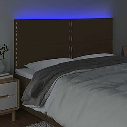 Avis Maison Chic Tête de lit moderne à LED lumineuse pour chambre - Décoration de lit Marron foncé 180x5x118/128 cm Tissu -MN33393