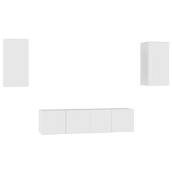 Maison Chic Ensemble de meubles TV 4 pcs | Banc TV Moderne pour salon | Meuble de Rangement - Blanc Aggloméré -MN42871