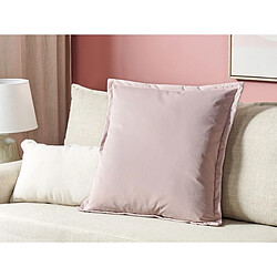 Beliani Coussin EUSTOMA Velours 60 x 60 cm Unicolore Rose