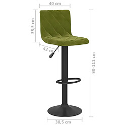 vidaXL Tabourets de bar lot de 2 vert clair velours pas cher