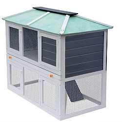 Avis Helloshop26 Cage clapier double pour animaux 130 x 68 x 105 cm bois vert blanc 02_0000571