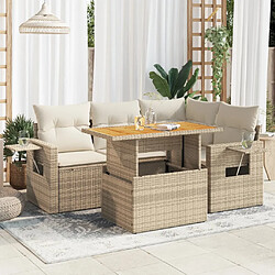 vidaXL Salon de jardin avec coussins 5 pcs beige résine tressée