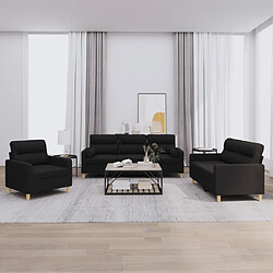 Maison Chic Ensemble de canapés 3 pcs avec coussins, Canapé droit Sofa pour Salon noir tissu -GKD451334