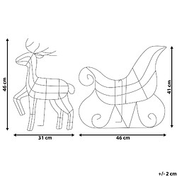 Beliani Décoration LED traîneau et renne argenté 46 cm SAIJA