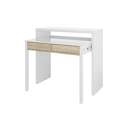 Alter Bureau console extensible avec deux tiroirs, couleur chêne et blanc, Dimensions 98 x 87 x 36 cm (extensible jusqu'à 66 cm)