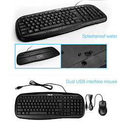 Wewoo Clavier anti-éclaboussures empêchant les éclaboussures + de souris optique ergonomique 1000DPI ASUS KM-95 PRO USBlongueur du câble 1,5 mlongueur câble de la 1,5 m pas cher