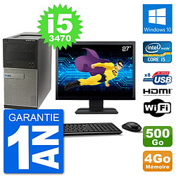 PC Dell 3010 MT Ecran 27" i5-3470 RAM 4Go Disque Dur 500Go HDMI Windows 10 Wifi - Occasion