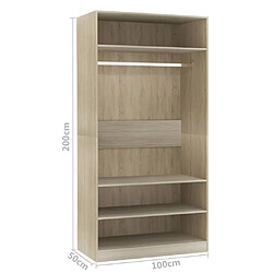 vidaXL Garde-robe Chêne sonoma 100x50x200 cm Bois d'ingénierie pas cher