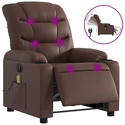 Maison Chic Fauteuil Relax pour salon, Fauteuil de massage inclinable électrique marron similicuir -GKD93898