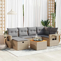 vidaXL Salon de jardin avec coussins 7 pcs beige résine tressée