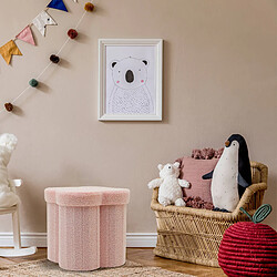 Mobili Rebecca Pouf avec rangement Rebecca Mobili Hermal 40x40x40 Tissu Polyester MDF Rose Moderne