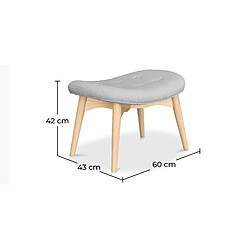 ICONIK INTERIOR Repose-pieds tapissé en lin - Design scandinave - Bois - Kontor Rouge pas cher