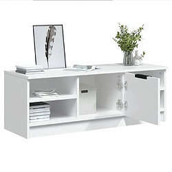 Maison Chic Meuble TV scandinave - Banc TV pour salon Blanc 102x35,5x36,5 cm Bois d'ingénierie -MN56904 pas cher