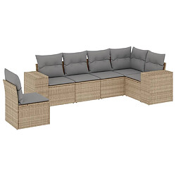 vidaXL Salon de jardin avec coussins 6 pcs beige résine tressée