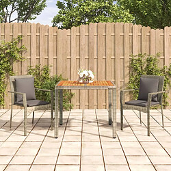 Salle à manger de jardin 3 pcs,Table et chaise à dîner avec coussins Gris -MN47458