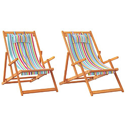 Maison Chic Lot de 2 Chaises de plage pliables | Chaises Relax d'extérieur multicolore tissu -GKD57700