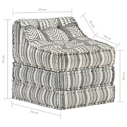 vidaXL Pouf modulaire Gris rayé Tissu pas cher