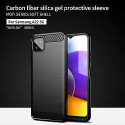 Mofi Coque en TPU Conception en fibre de carbone brossée bien protégée souple bleu pour votre Samsung Galaxy A22 5G (EU Version)