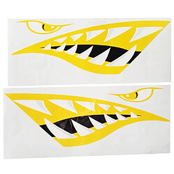 Avis 2 Pieces Vinyl Shark Dents Bouquillages Autocollants pour Kayak Canoë Bateau Jaune