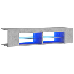 vidaXL Meuble TV avec lumières LED gris béton 135x39x30 cm