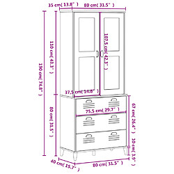 vidaXL Buffet VIKEN blanc 80x40x190 cm bois massif de pin pas cher