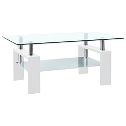 Maison Chic Table basse,Table Console Table d'appoint, Table pour salon Blanc et transparent 95x55x40 cm Verre trempé -MN27066